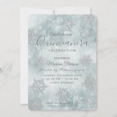 Winter wonderland dusty blue bokeh Quinceañera Kaart (Voorkant)