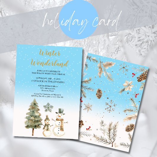 Winter Wonderland Dusty Blue Holiday Kaart