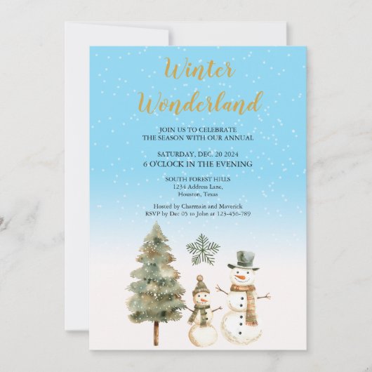 Winter Wonderland Dusty Blue Holiday Kaart (Voorkant)