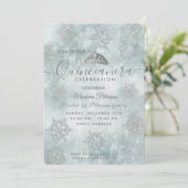 Winter wonderland dusty blue tiara Quinceañera Kaart (Staand voorkant)