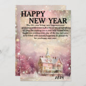 "Winter Wonderland: Een gezellig huis in roze en w Feestdagenkaart (Voorkant / Achterkant)