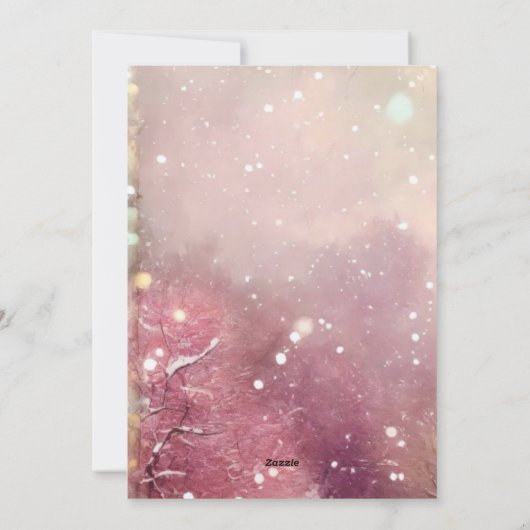 "Winter Wonderland: Een gezellig huis in roze en w Feestdagenkaart (Achterkant)