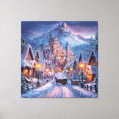 Winter Wonderland: een schemerdorp op de berg Canvas Afdruk (Voorkant)