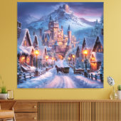 Winter Wonderland: een schemerdorp op de berg Canvas Afdruk (Insitu (Woonkamer))