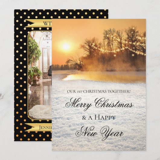 Winter Wonderland Eerste Kerstmis Fotokaart Save The Date (Voorkant / Achterkant)