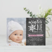 Winter Wonderland eerste verjaardag foto Kaart (Staand voorkant)