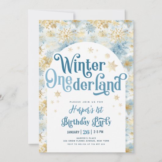 Winter Wonderland Eerste Verjaardag Kaart (Voorkant)