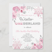 Winter Wonderland Eerste Verjaardag Uitnodiging (Voorkant)