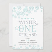 Winter Wonderland eerste verjaardagsfeest uitnodig Kaart (Voorkant)