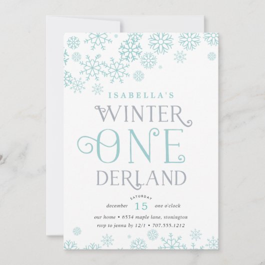 Winter Wonderland eerste verjaardagsfeest uitnodig Kaart (Voorkant)