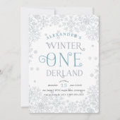 Winter Wonderland eerste verjaardagsfeest uitnodig Kaart (Voorkant)