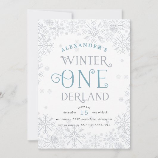 Winter Wonderland eerste verjaardagsfeest uitnodig Kaart (Voorkant)