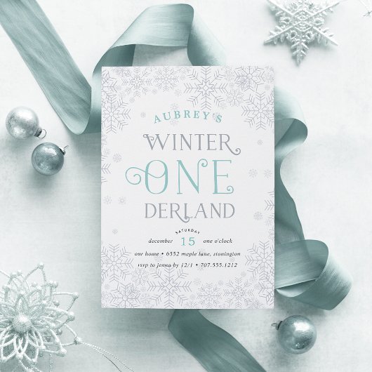 Winter Wonderland eerste verjaardagsfeest uitnodig Kaart