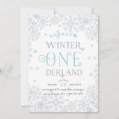 Winter Wonderland eerste verjaardagsfeest uitnodig Kaart (Voorkant)