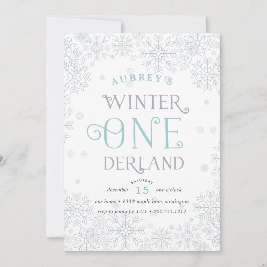 Winter Wonderland eerste verjaardagsfeest uitnodig Kaart (Voorkant)