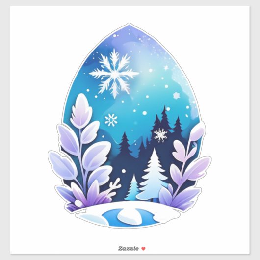 Winter Wonderland Eivormige Kunst Sticker (Vel)