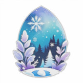Winter Wonderland Eivormige Kunst Sticker (Voorkant)