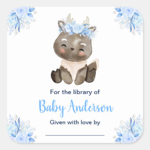 Winter Wonderland Eland Baby Shower-boekenlegger Vierkante Sticker