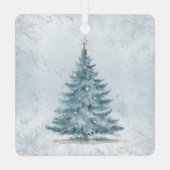 Winter Wonderland Elegant Blue Tree Christmas Metalen Ornament (Achterkant)