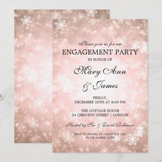 Winter Wonderland Elegant Engagement Party Copper Kaart (Voorkant / Achterkant)
