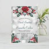 Winter Wonderland Elegant Forest Lights Wedding Kaart (Staand voorkant)