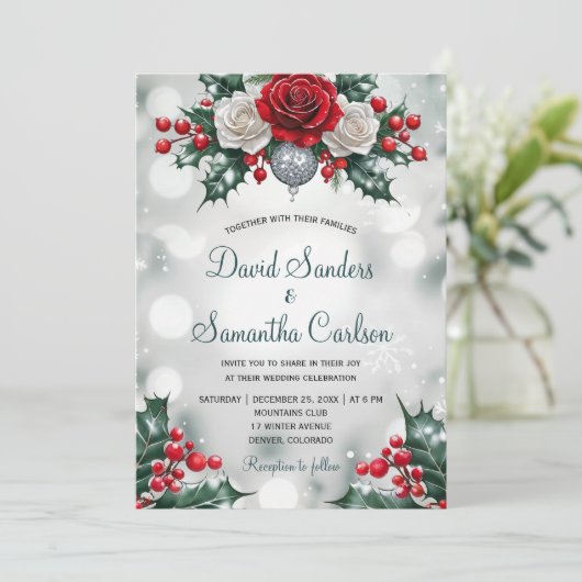 Winter Wonderland Elegant Forest Lights Wedding Kaart (Staand voorkant)