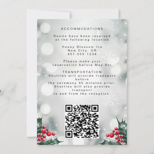Winter Wonderland Elegant Forest Lights Wedding Kaart (Achterkant)