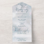 Winter Wonderland Elegant Script Sneeuwbruiloft All In One Uitnodiging (Binnen)