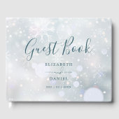 Winter Wonderland Elegant Script Sneeuwbruiloft Gastenboek (Voorkant)