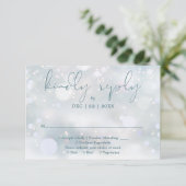Winter Wonderland Elegant Script Sneeuwbruiloft RSVP Kaartje (Staand voorkant)