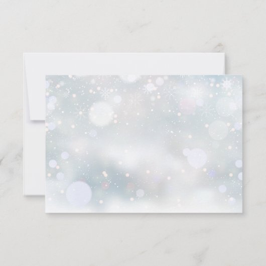 Winter Wonderland Elegant Script Sneeuwbruiloft RSVP Kaartje (Achterkant)