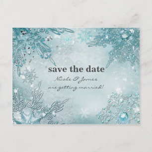 Winter Wonderland Elegant Snowflakes Sparen de dat Aankondigingskaart