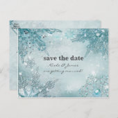 Winter Wonderland Elegant Snowflakes Sparen de dat Aankondigingskaart (Voorkant / Achterkant)
