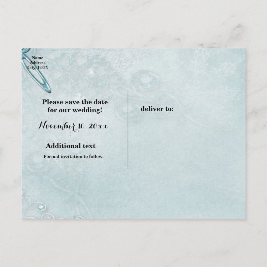 Winter Wonderland Elegant Snowflakes Sparen de dat Aankondigingskaart (Achterkant)