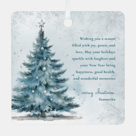 Winter Wonderland Elegante Blauwe Boom Kerstmis Metalen Ornament