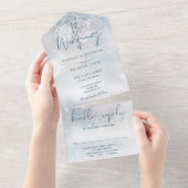 Winter Wonderland Elegante Script Sneeuw Bruiloft All In One Uitnodiging (Afscheurbaar)