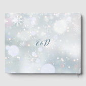 Winter Wonderland Elegante Script Sneeuw Bruiloft Gastenboek (Achterkant)