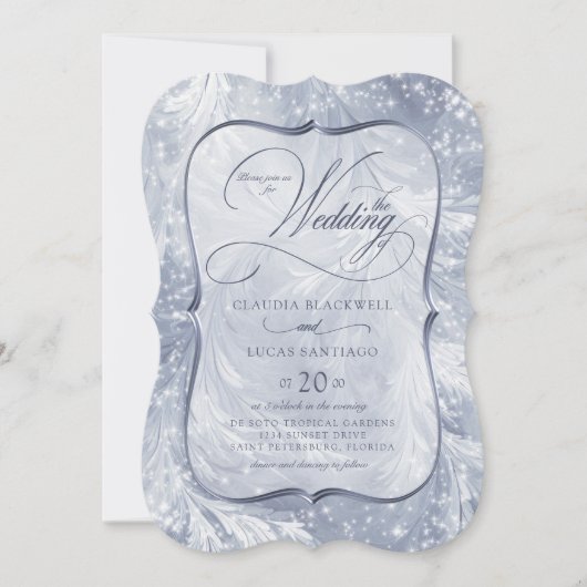 Winter Wonderland Elegante Sneeuwbruiloft Kaart (Voorkant)