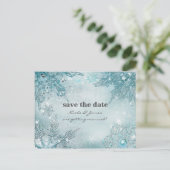 Winter Wonderland Elegante Sneeuwvlokken Bewaar de Aankondigingskaart (Staand voorkant)