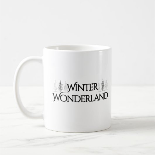Winter Wonderland - Elegante tekst en pijnbomen Koffiemok (Links)