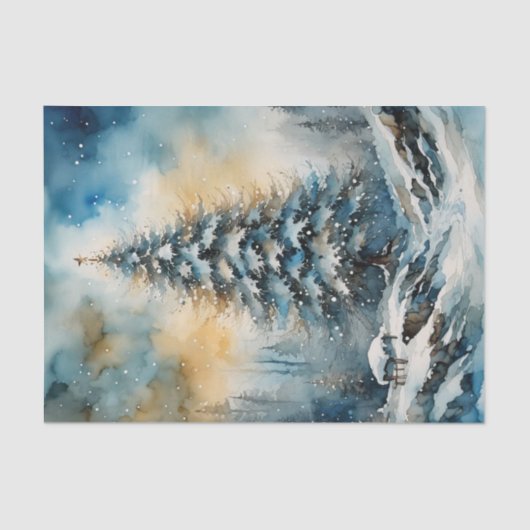 Winter Wonderland Evergreen Tree Decoupage Papier (Voorkant)