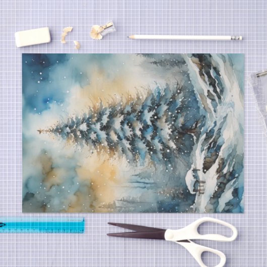 Winter Wonderland Evergreen Tree Decoupage Papier (Craft)