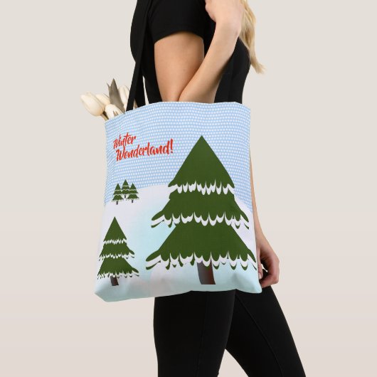 Winter Wonderland Evergreen Trees Tote Bag (Dichtbij)