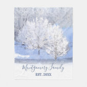 Winter Wonderland Familienaam Jaar Monogrammen Fleece Deken (Voorkant)