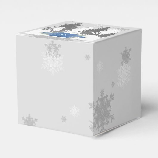 Winter Wonderland Favor Box - Blue Bedankdoosjes (Voorkant Zijde)