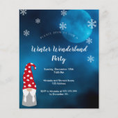 Winter wonderland feest blauwe kabouter uitnodigin (Voorkant)