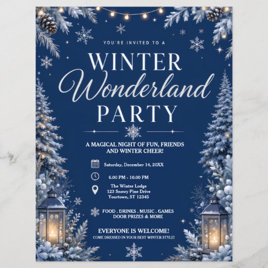 Winter Wonderland Feest Flyer (Voorkant)