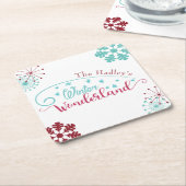 Winter Wonderland Feest Kartonnen Onderzetters (Schuin)