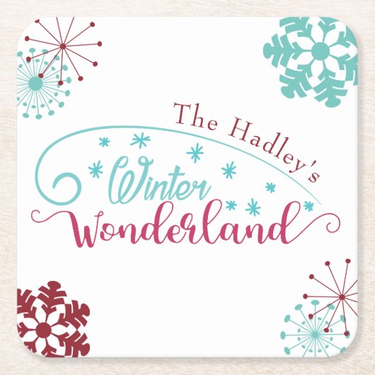 Winter Wonderland Feest Kartonnen Onderzetters (Voorkant)