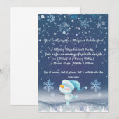 Winter Wonderland Feest Uitnodiging | Zilver Sneeu (Voorkant / Achterkant)